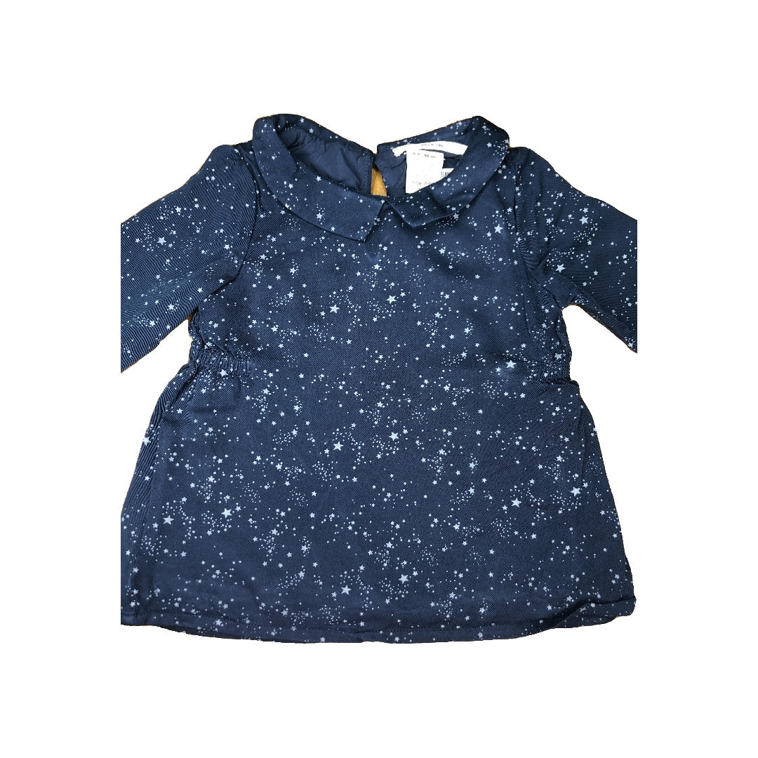 Nice Things Mini Girls Navy Blue | Stars Dress Size: 6 months Navy Blue | Stars
