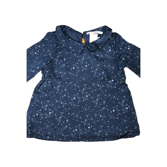 Nice Things Mini Girls Navy Blue | Stars Dress Size: 6 months Navy Blue | Stars