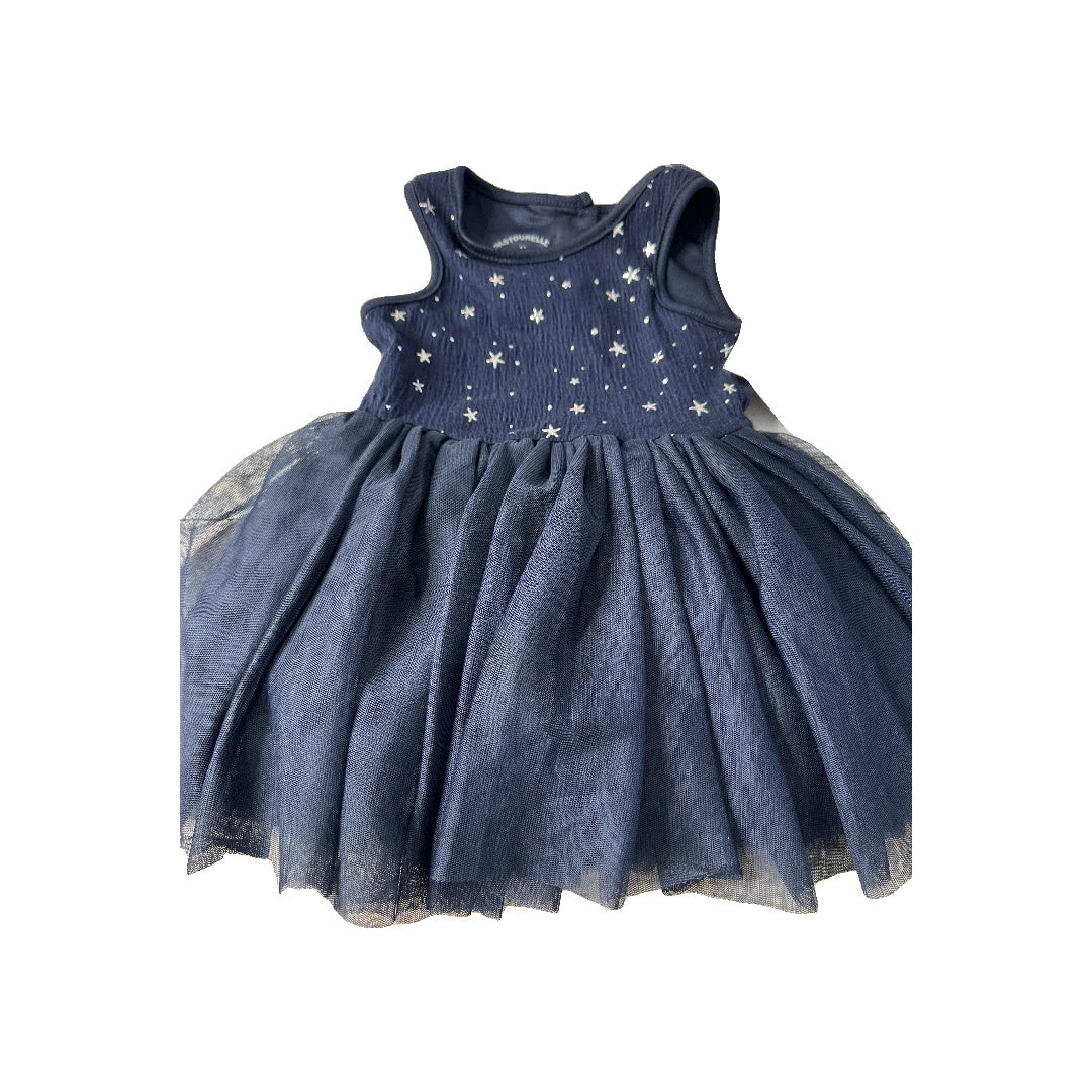 Pippa & Julie Girls Navy Blue | Stars Dress Size: 12-18 months Navy Blue | Stars