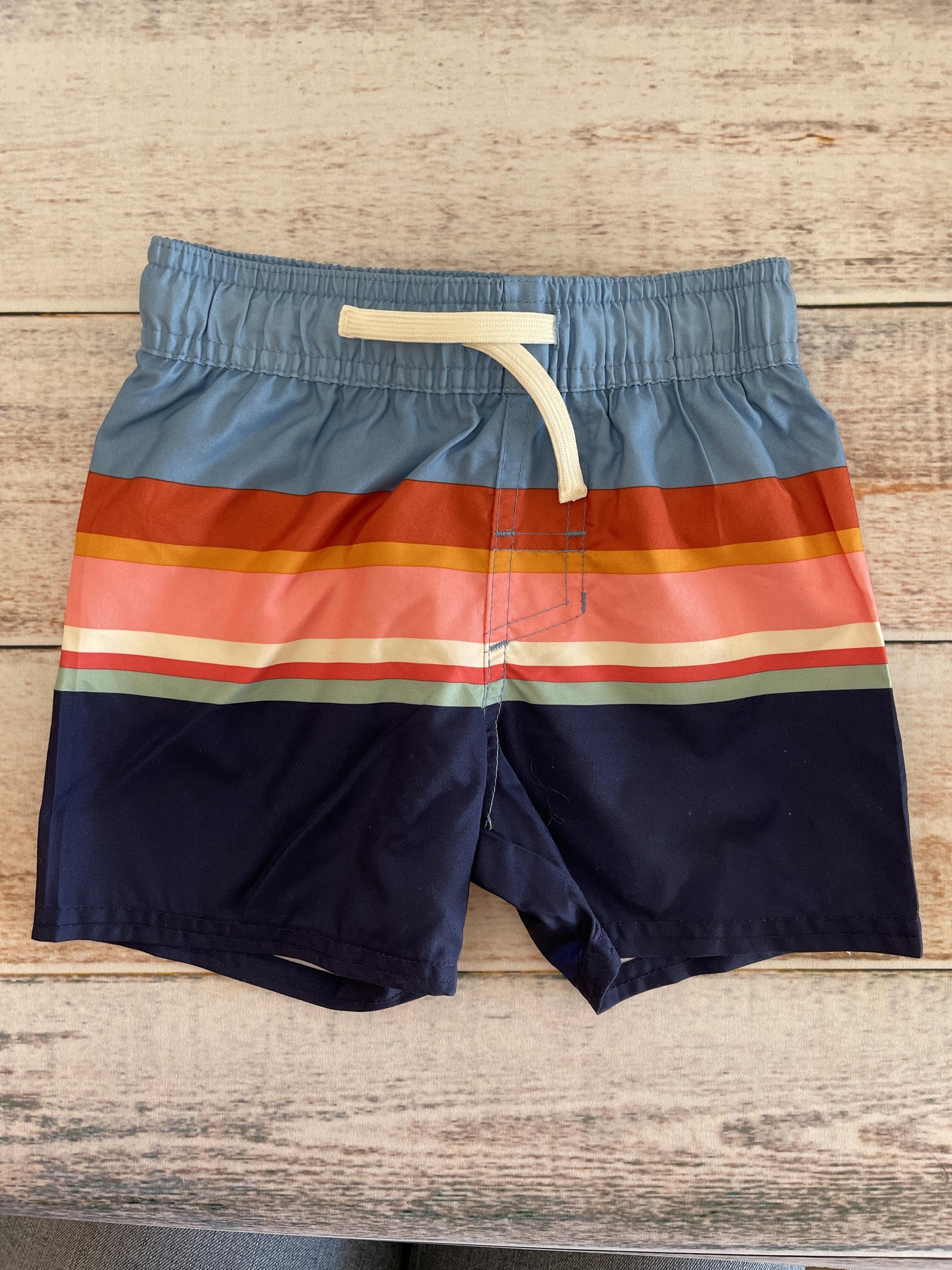 Cat & Jack Boys Navy Blue | Stripe | Light Blue Swimwear Size: 2T Navy Blue | Stripe | Light Blue