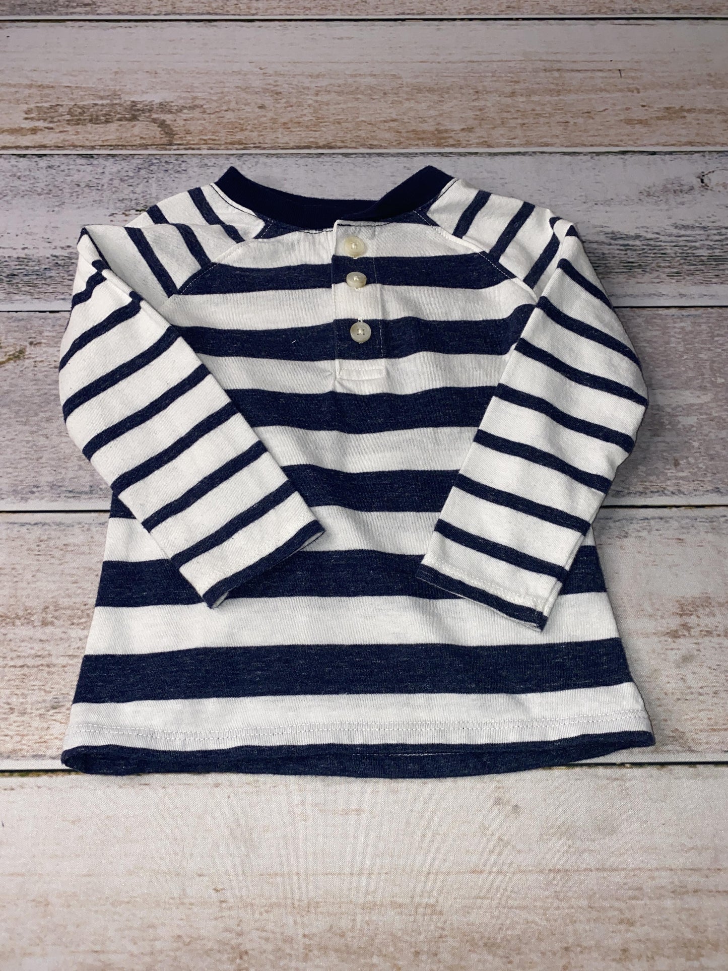 Old Navy Unisex Navy Blue | Stripe | White Long Sleeve T-Shirt Size: 12-18 months Navy Blue | Stripe | White