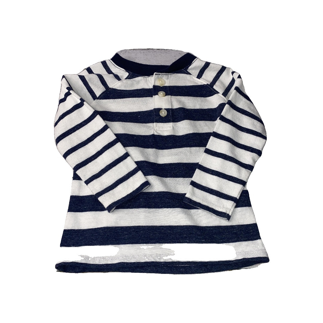 Old Navy Unisex Navy Blue | Stripe | White Long Sleeve T-Shirt Size: 12-18 months Navy Blue | Stripe | White