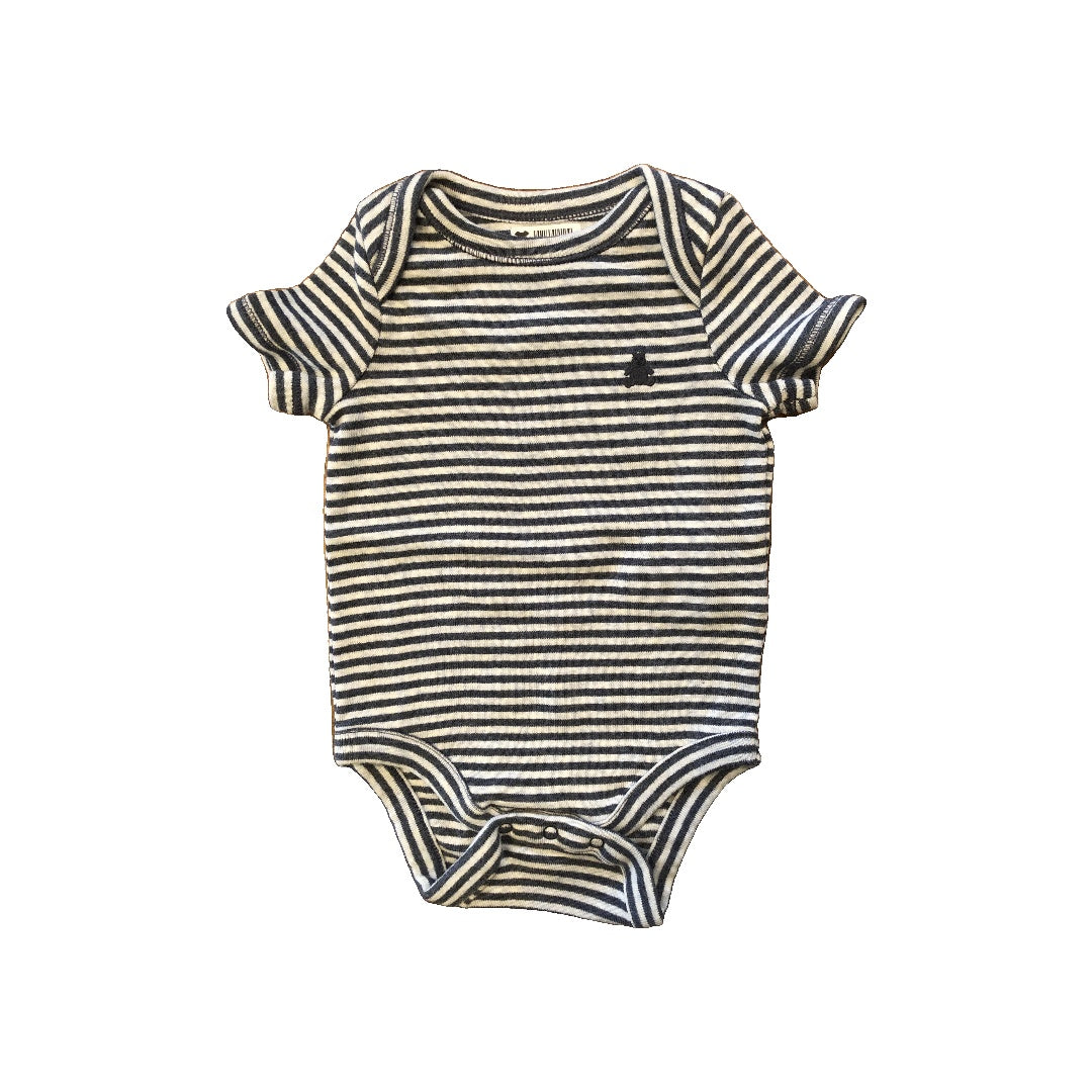 Gap Boys Navy Blue | Striped | Grey Onesie Size: 0-3 months Navy Blue | Striped | Grey