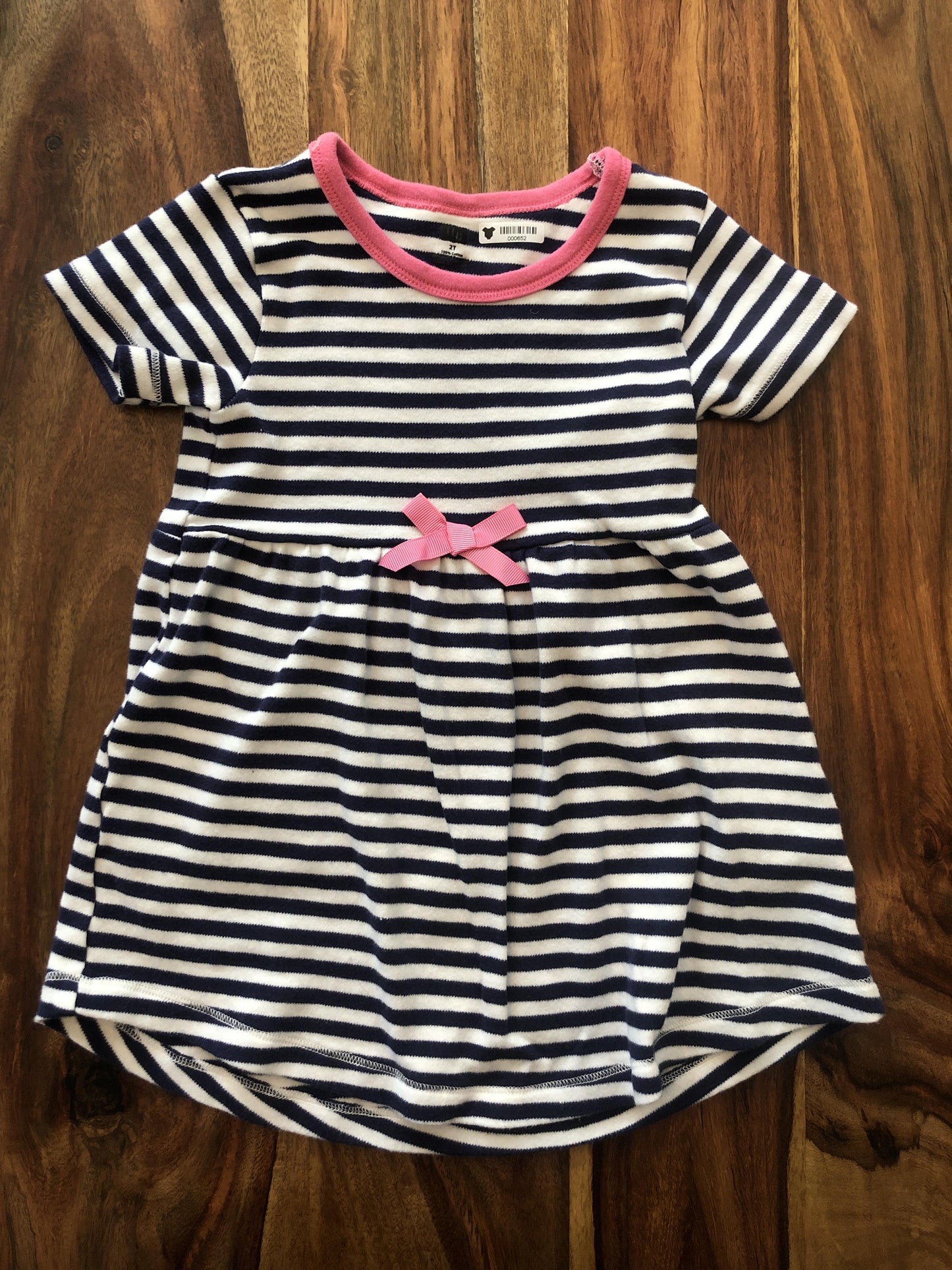 HB Girls Navy Blue | Striped | White Dress Size: 2 years Navy Blue | Striped | White