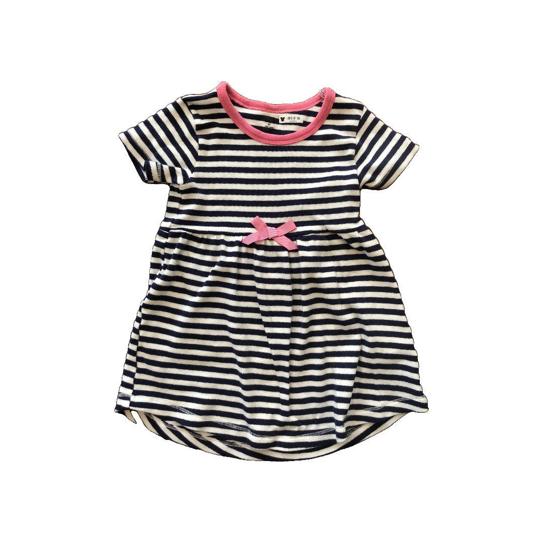 HB Girls Navy Blue | Striped | White Dress Size: 2 years Navy Blue | Striped | White