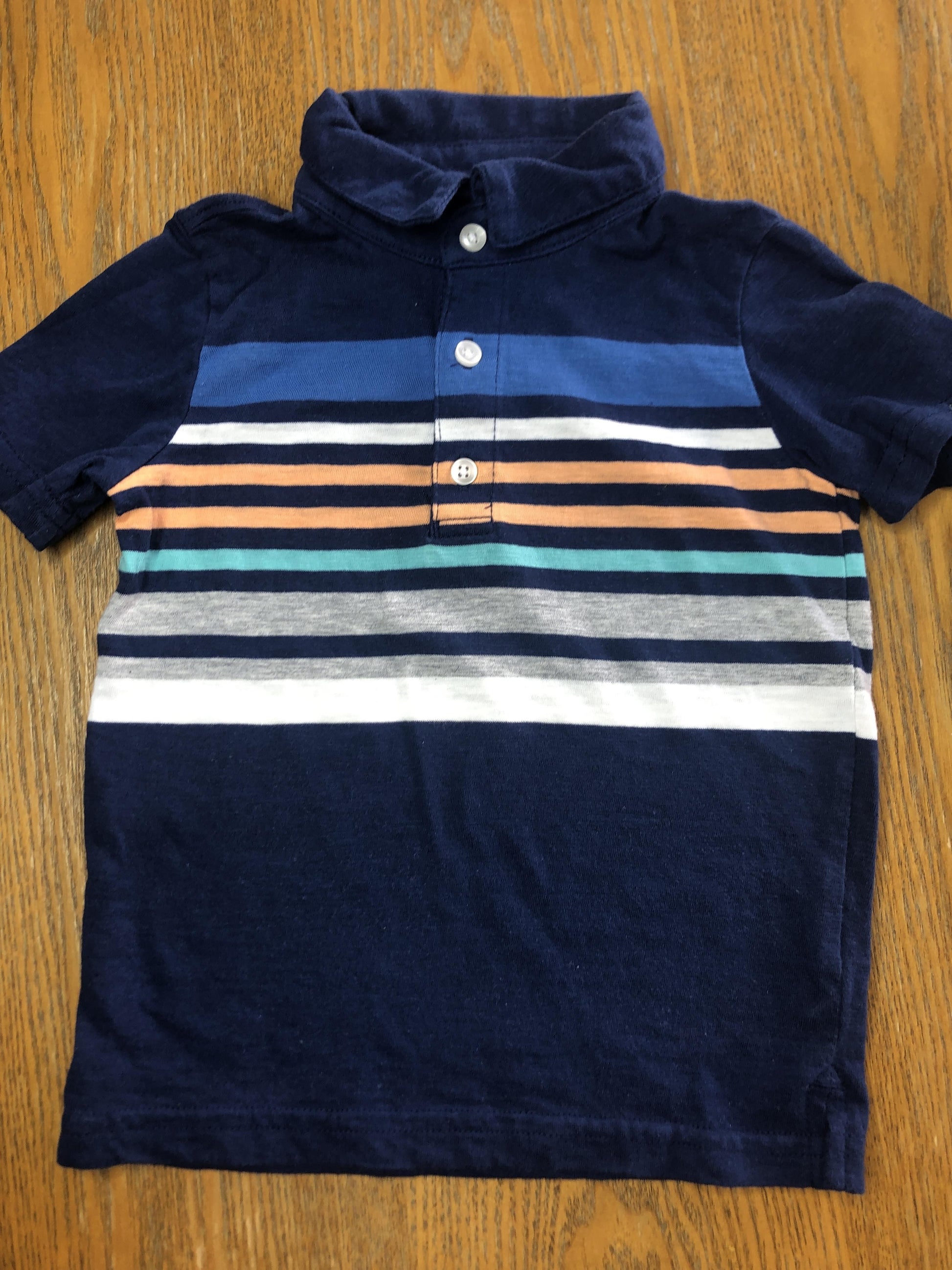 Carters Boys Navy Blue | Striped Polo Shirt Size: 3T Navy Blue | Striped