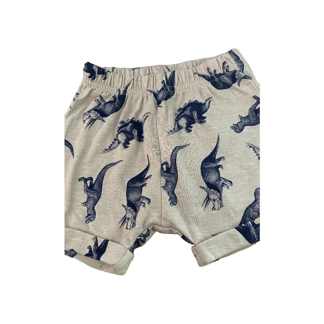 Boys Navy Blue | Tan | dinosaur feet Shorts Size: 6-12 months Navy Blue | Tan | dinosaur feet