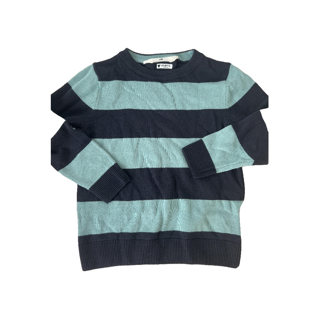 H&M Boys Navy Blue | Teal | Stripe Sweater Size: 3T Navy Blue | Teal | Stripe