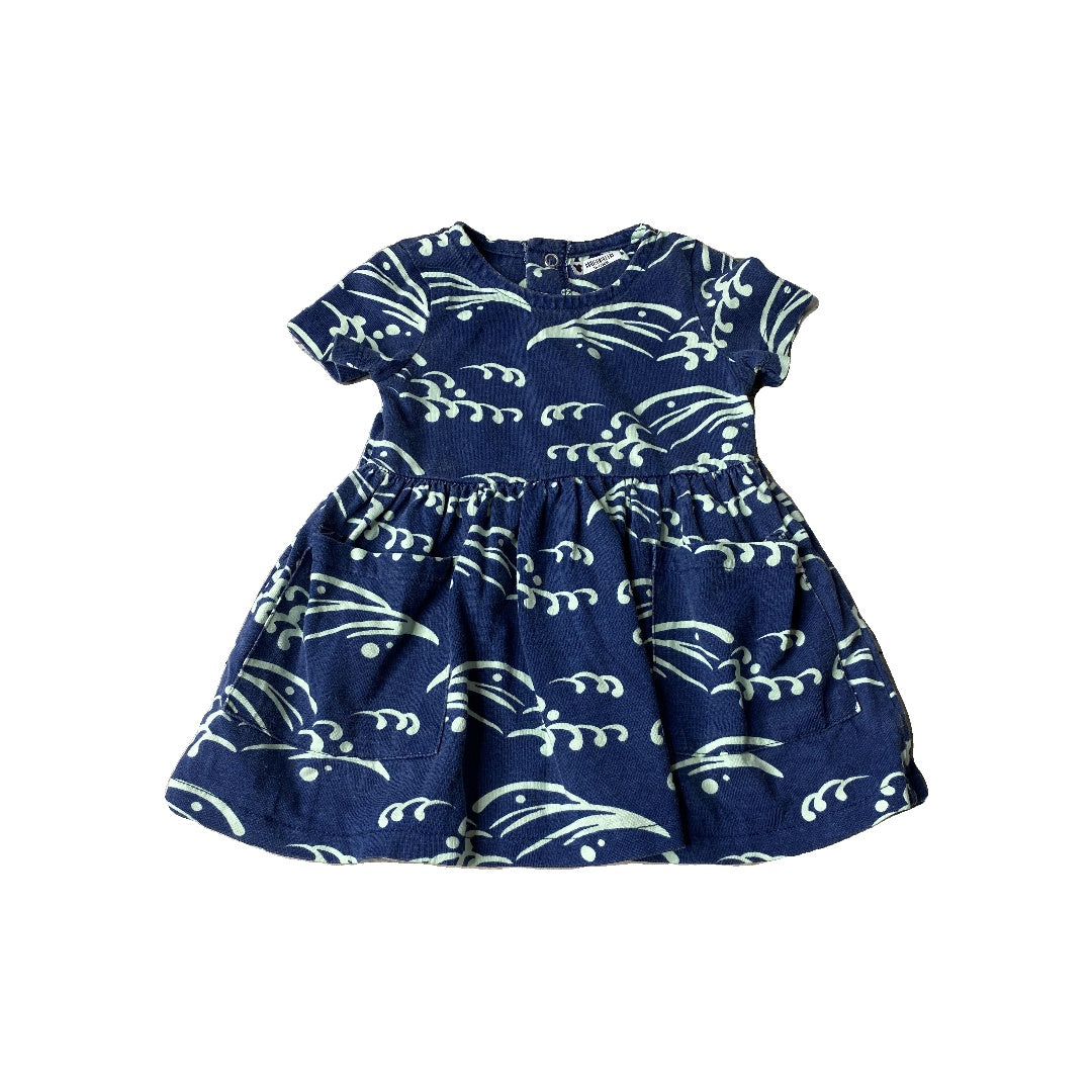 Oliver & Rain Girls Navy Blue | Turquoise Dress Size: 6 months Navy Blue | Turquoise