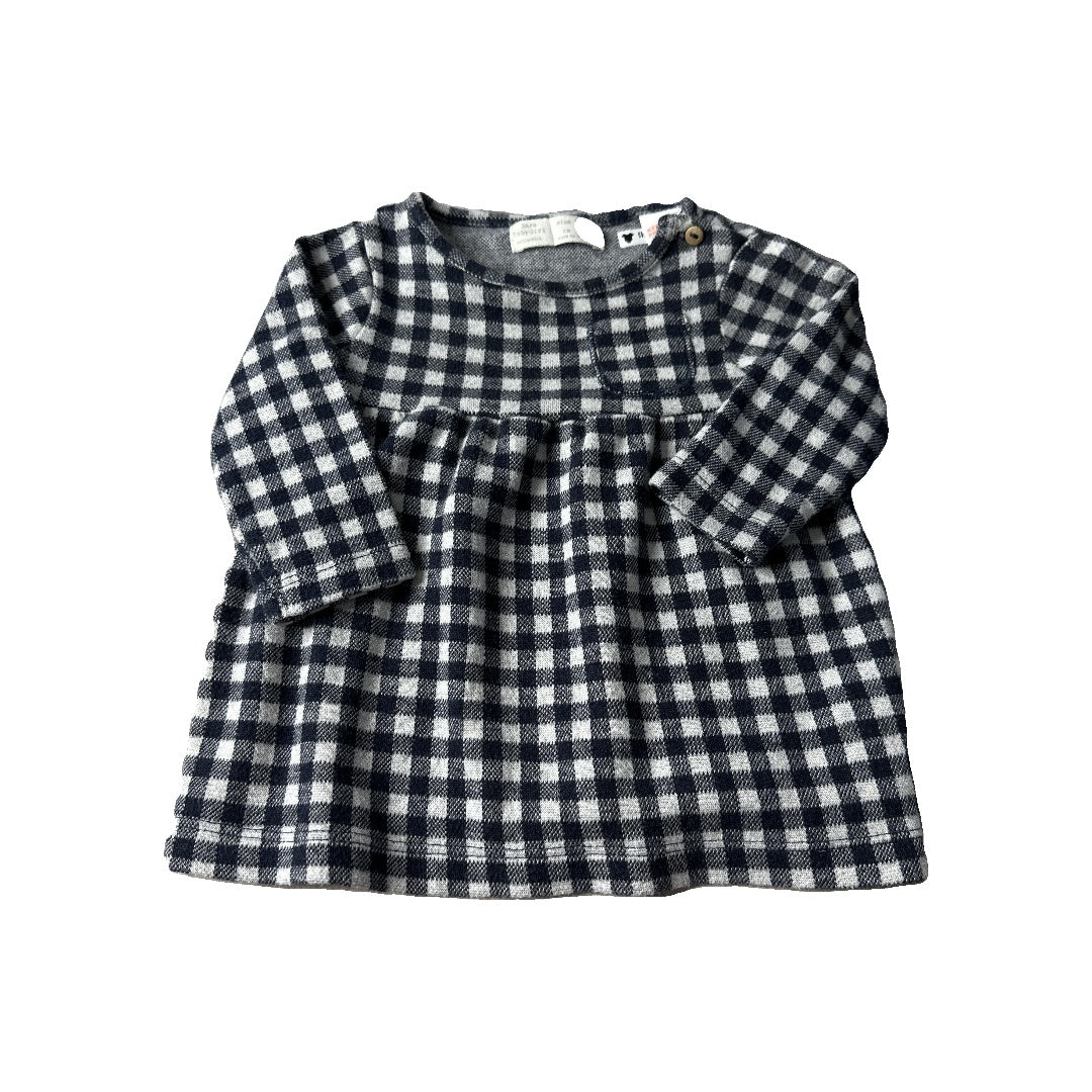 Zara Girls Navy Blue | White | Check Dress Size: 6-9 months Navy Blue | White | Check