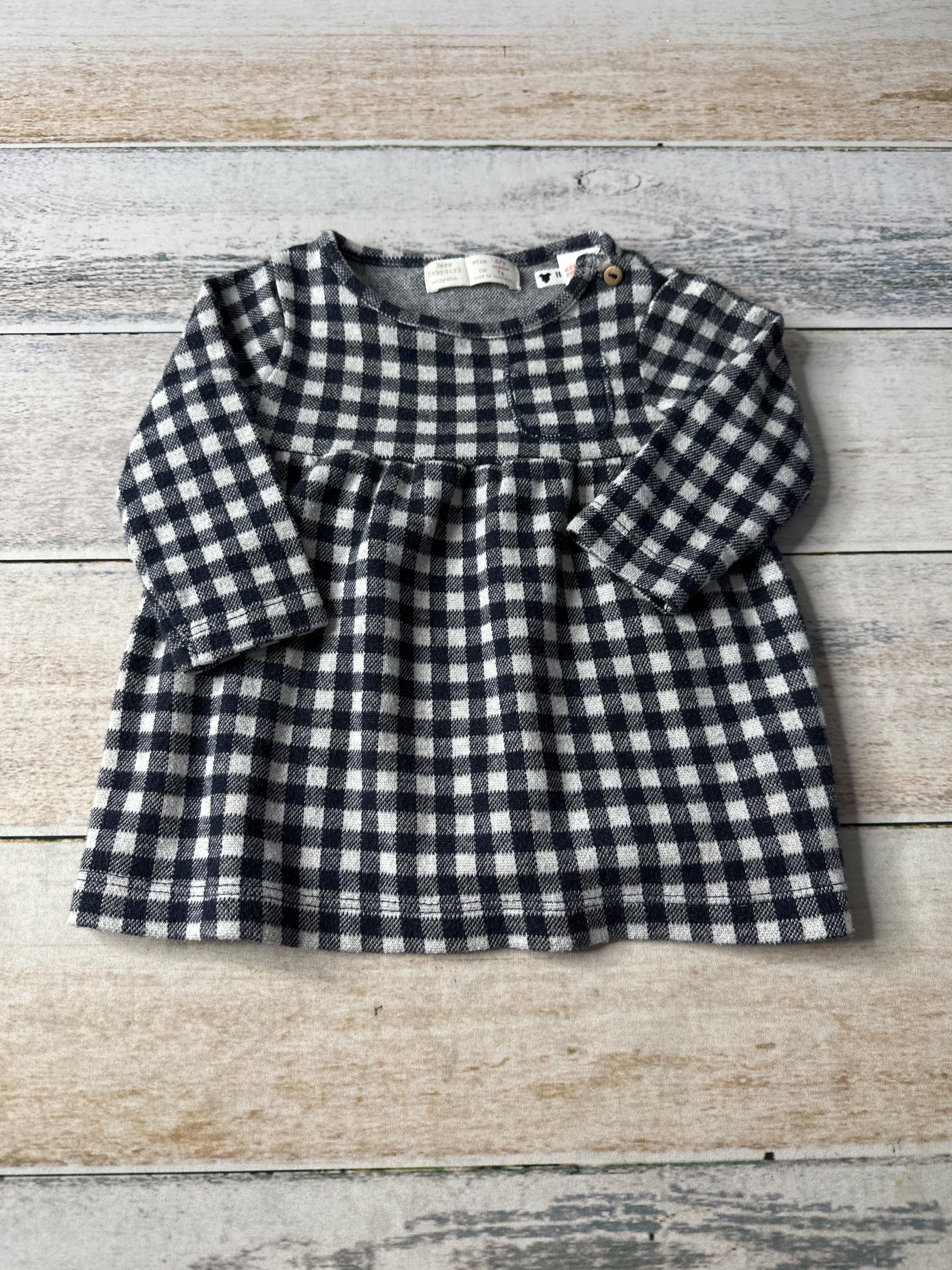 Zara Girls Navy Blue | White | Check Dress Size: 6-9 months Navy Blue | White | Check