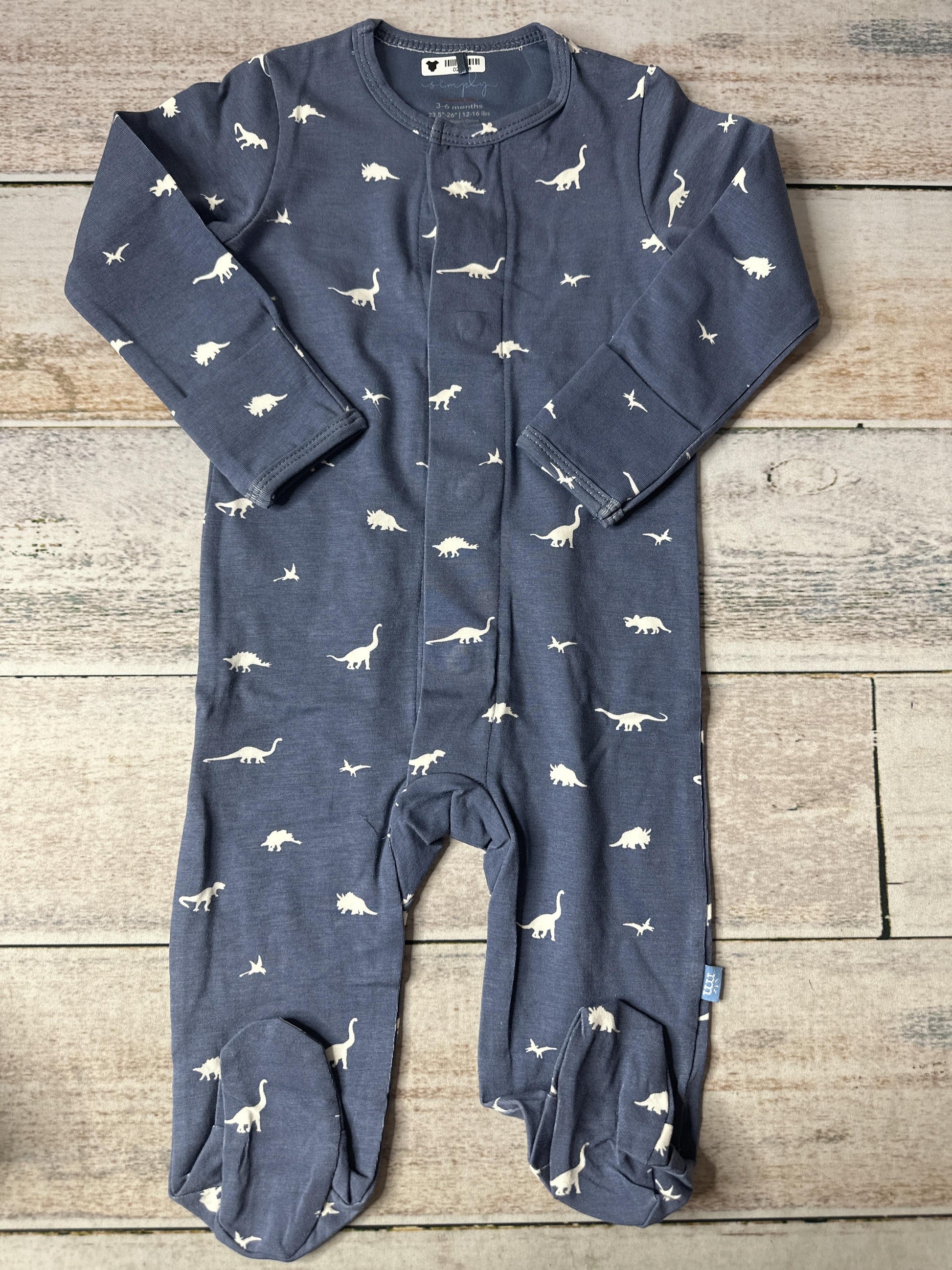Simply Magnetic Me Unisex Navy Blue | White | Dinosaur Pajamas Size: 3-6 months Navy Blue | White | Dinosaur