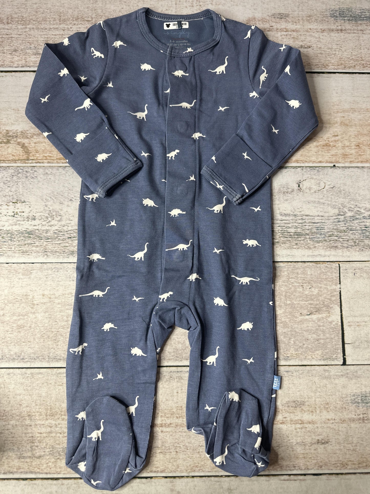 Simply Magnetic Me Unisex Navy Blue | White | Dinosaur Pajamas Size: 3-6 months Navy Blue | White | Dinosaur
