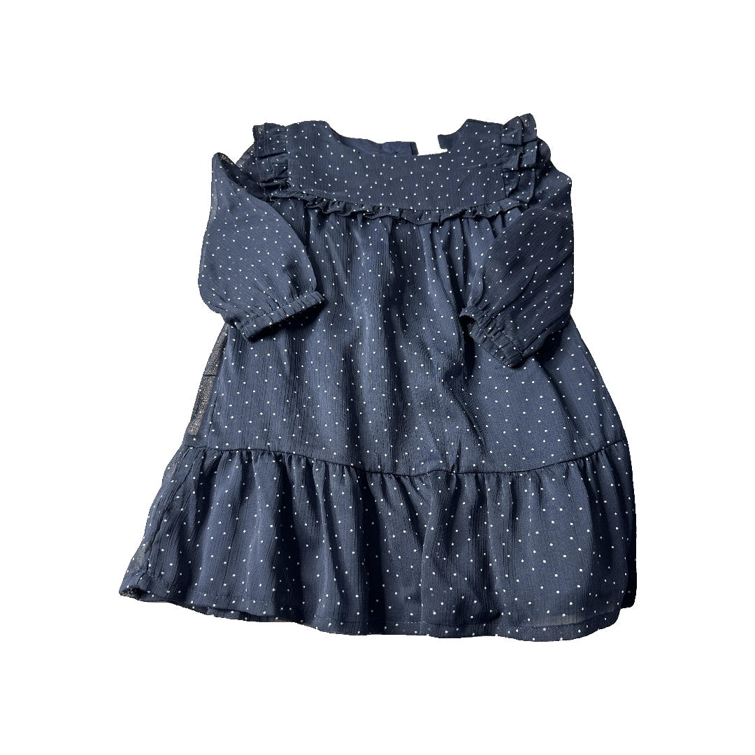 OshKosh Girls Navy Blue | White | Dots Dress Size: 2T Navy Blue | White | Dots