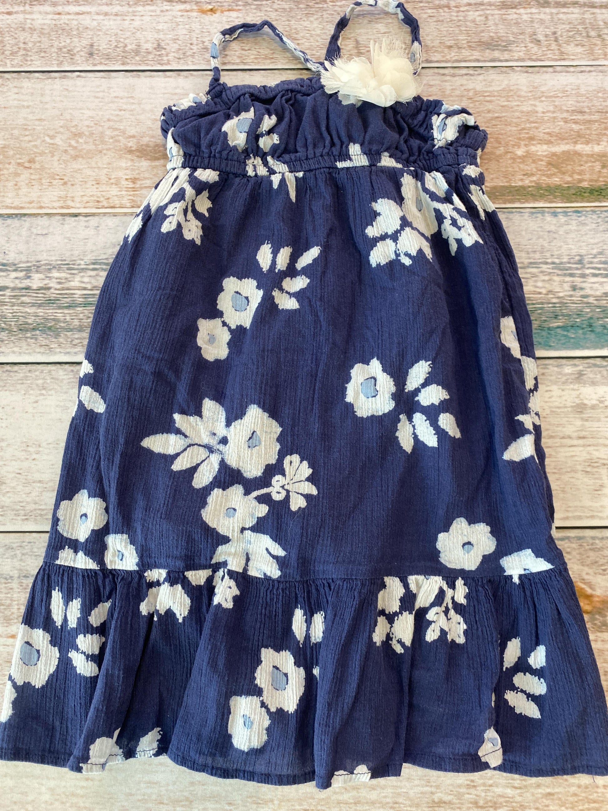 Genuine Girls Navy Blue | White | Flowers Dress Size: 2T Navy Blue | White | Flowers