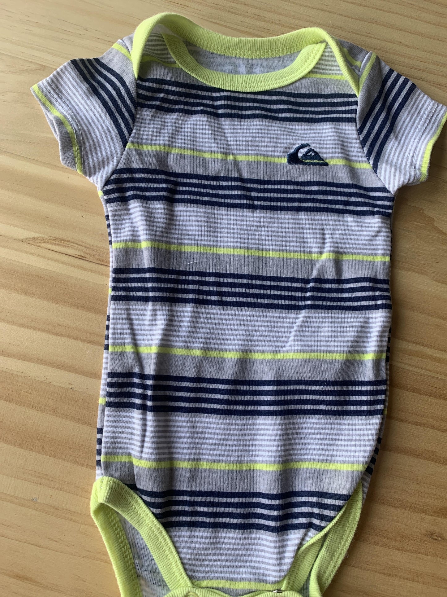 Boys Navy Blue | White | light green | Stripe Onesie Size: 0-3 months Navy Blue | White | light green | Stripe