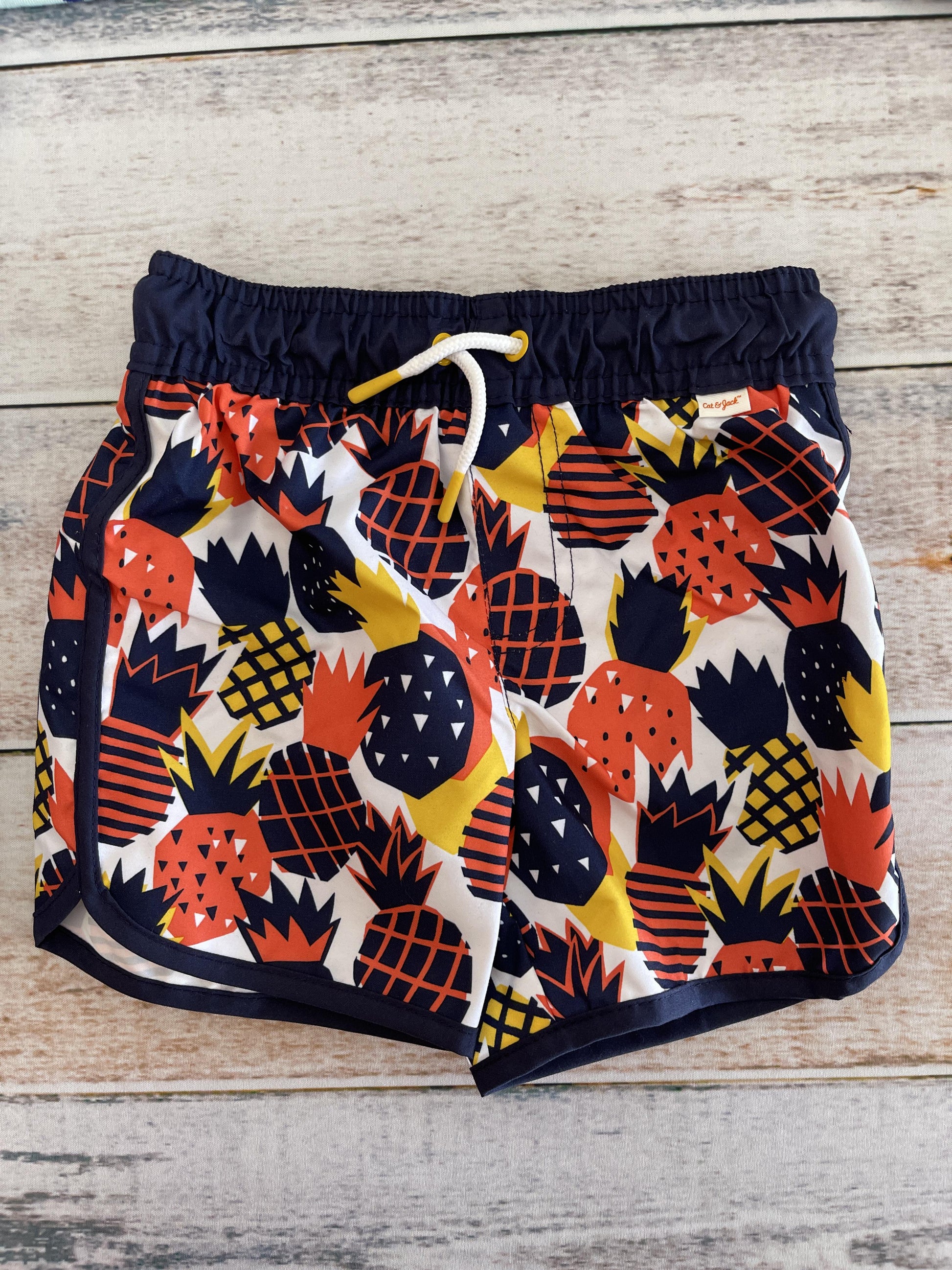 Cat & Jack Boys Navy Blue | White | orange Swimwear Size: 2T Navy Blue | White | orange