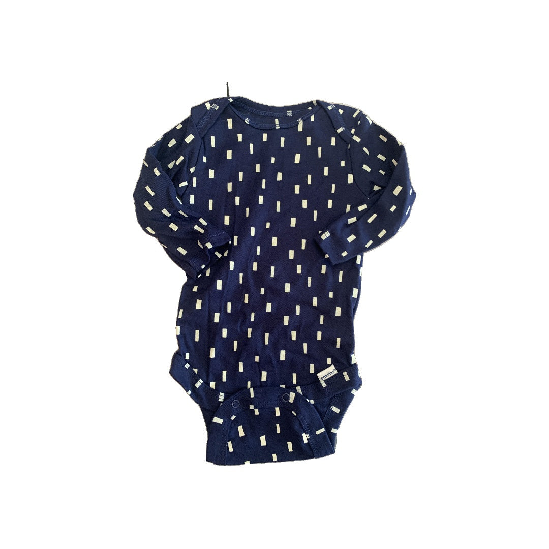 Gerber organic Boys Navy Blue | White | Pattern Onesie Size: 0-3 months Navy Blue | White | Pattern