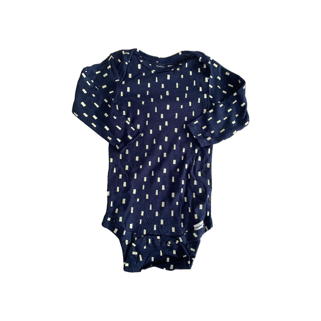 Gerber organic Boys Navy Blue | White | Pattern Onesie Size: 6-9 months Navy Blue | White | Pattern