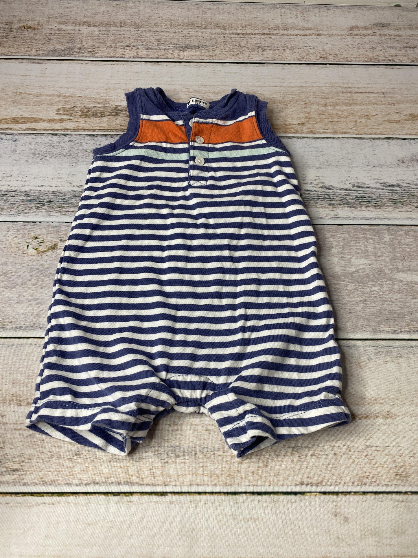 Carters Boys Navy Blue | White | Red | Stripe Romper Size: 6 months Navy Blue | White | Red | Stripe