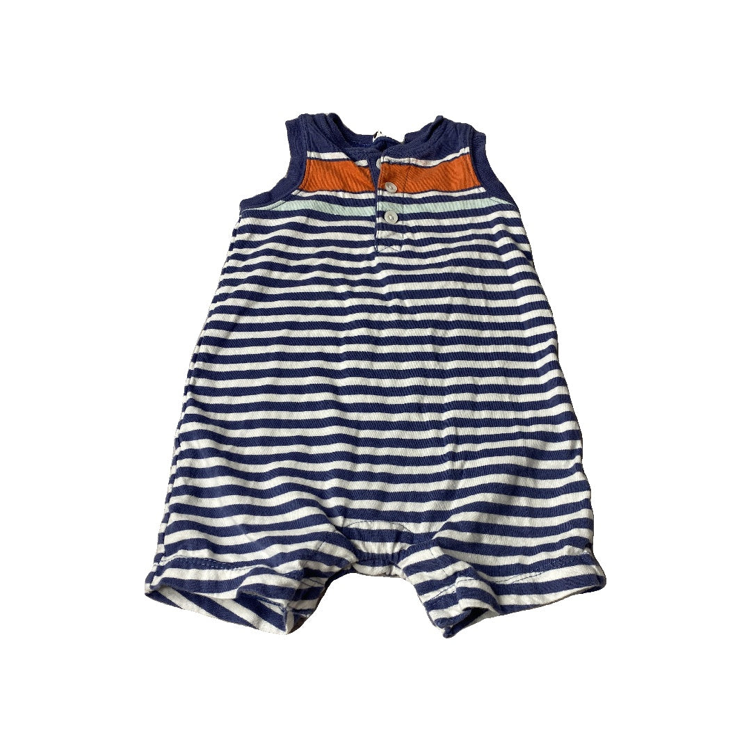Carters Boys Navy Blue | White | Red | Stripe Romper Size: 6 months Navy Blue | White | Red | Stripe