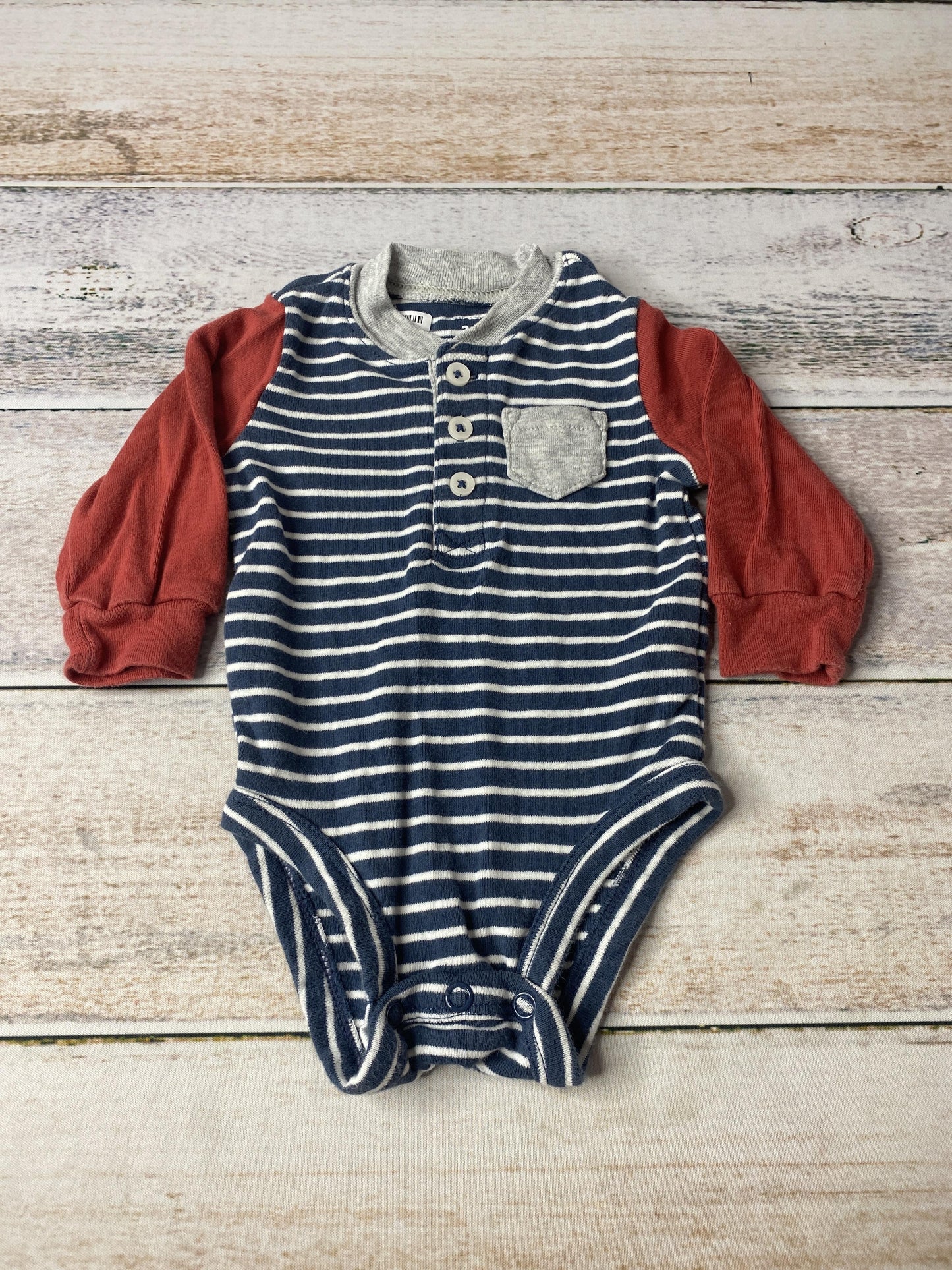 Carters Unisex Navy Blue | White | Red | Striped Onesie Size: 3 months Navy Blue | White | Red | Striped
