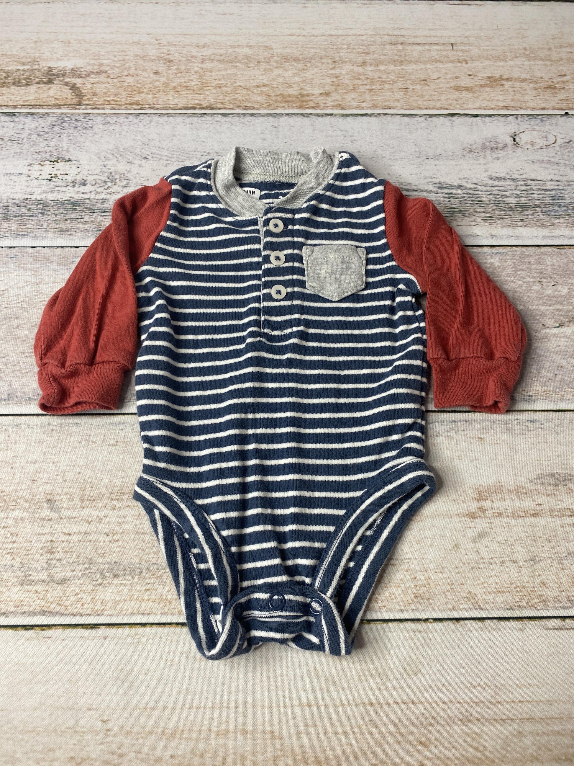 Carters Unisex Navy Blue | White | Red | Striped Onesie Size: 3 months Navy Blue | White | Red | Striped
