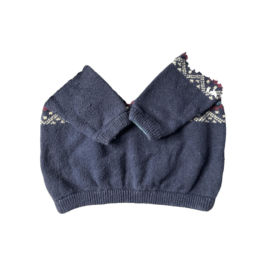 John Lewis Baby Unisex Navy Blue | White | Red Sweater Size: 5 Navy Blue | White | Red