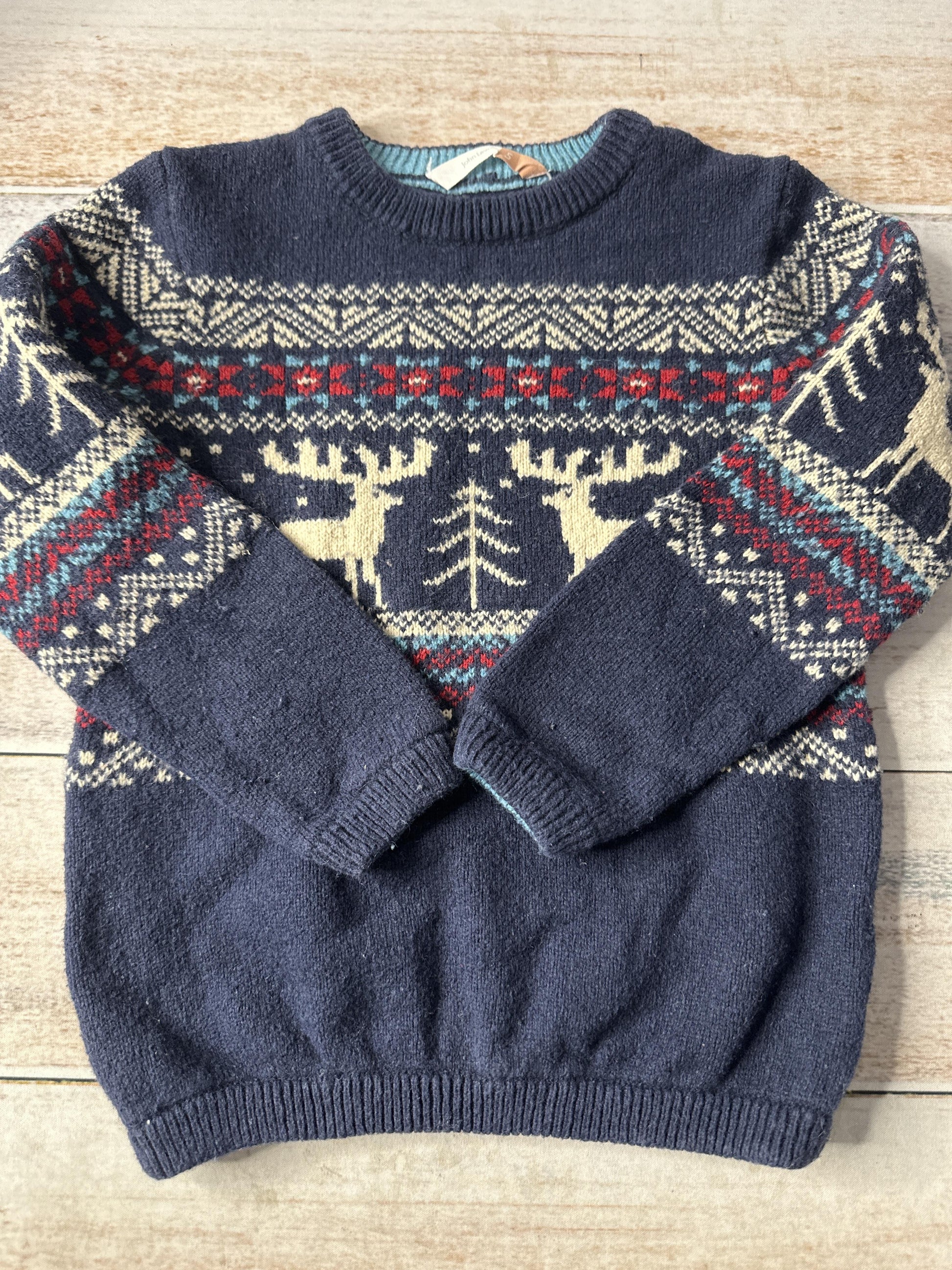 John Lewis Baby Unisex Navy Blue | White | Red Sweater Size: 5 Navy Blue | White | Red