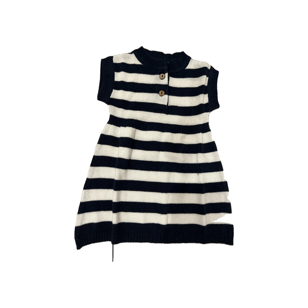 Viverano Girls Navy Blue | White | Stripe Dress Size: 3-6 months Navy Blue | White | Stripe