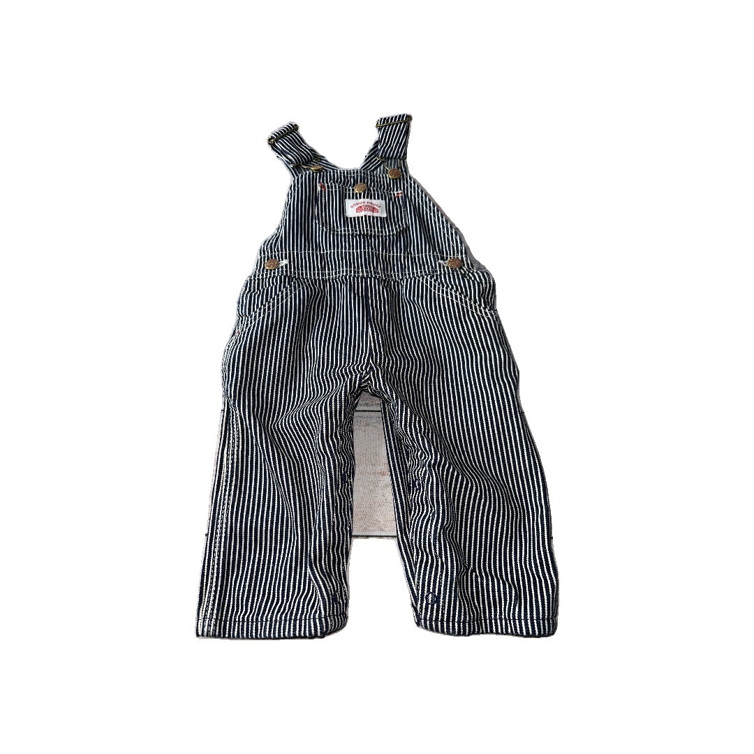 Round House Boys Navy Blue | White | Stripe Overalls Size: 18 months Navy Blue | White | Stripe