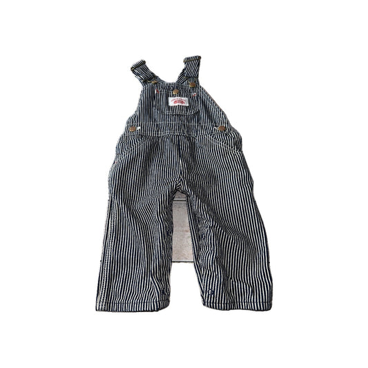 Round House Boys Navy Blue | White | Stripe Overalls Size: 18 months Navy Blue | White | Stripe