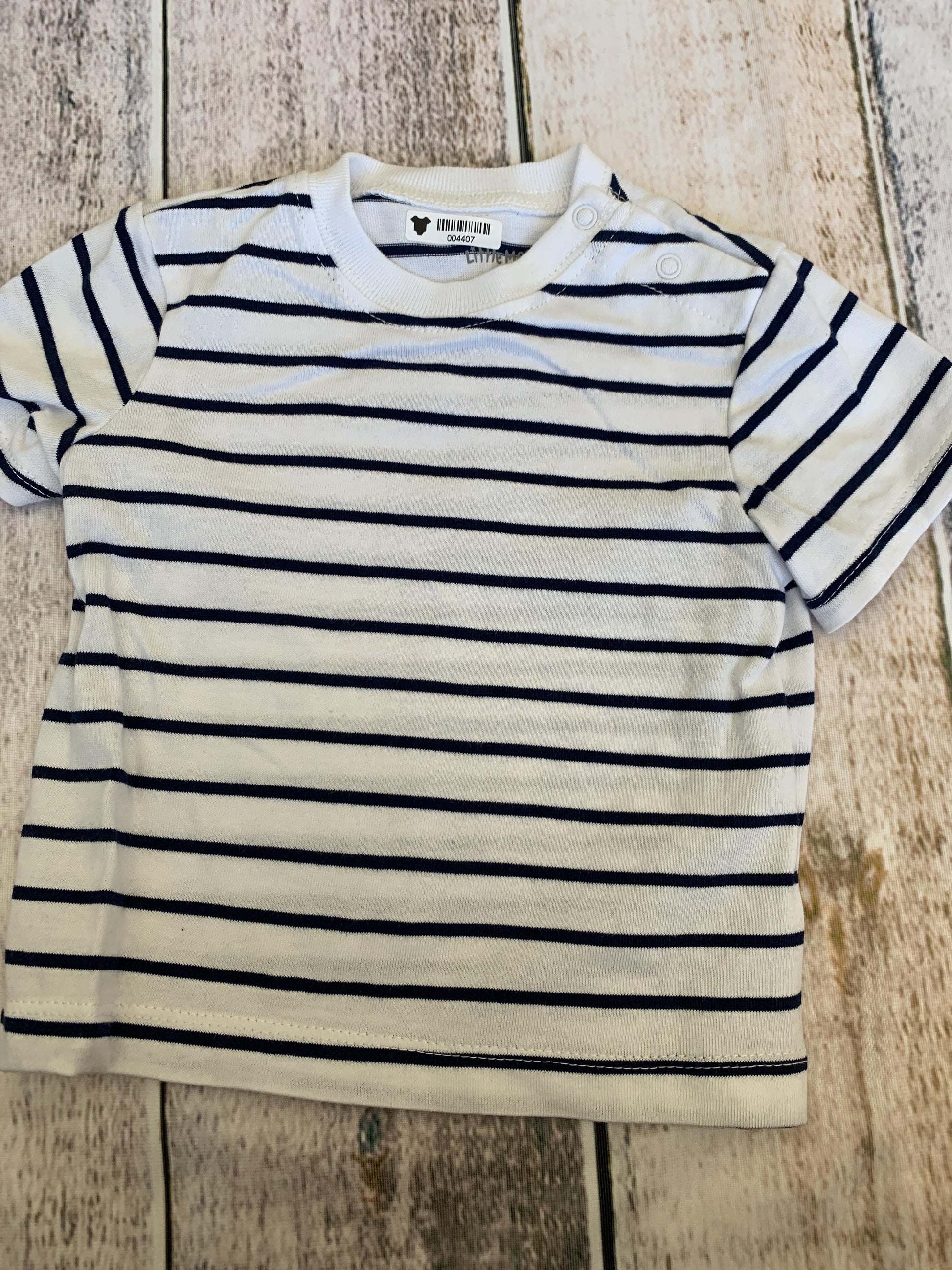Little Me Boys Navy Blue | White | Stripe T-Shirt Size: 9 months Navy Blue | White | Stripe