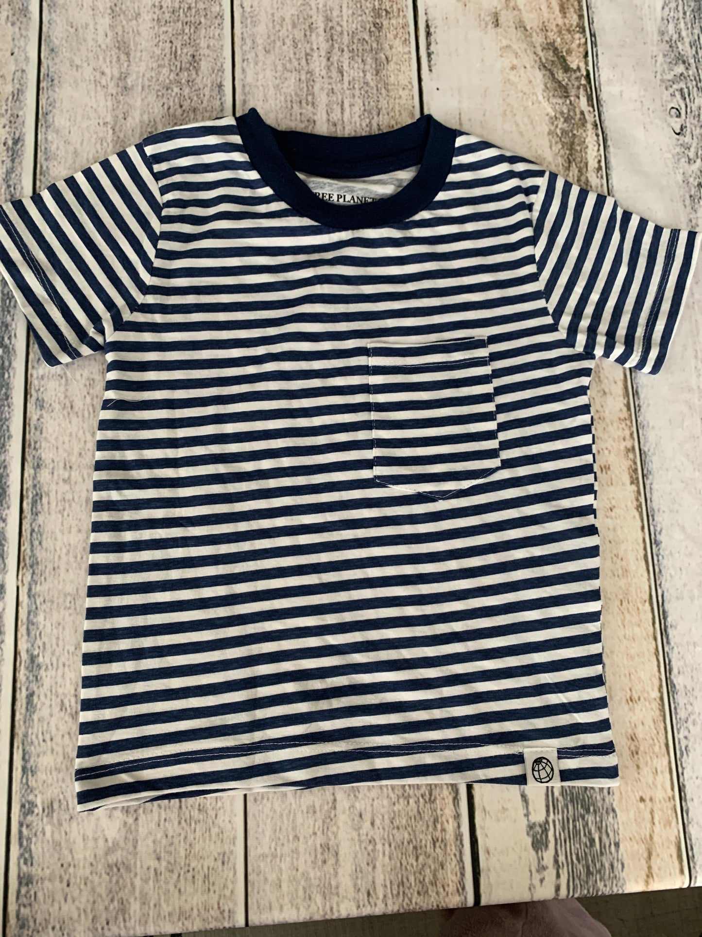 Free Planet Girls Navy Blue | White | Stripe T-Shirt Size: 2T Navy Blue | White | Stripe