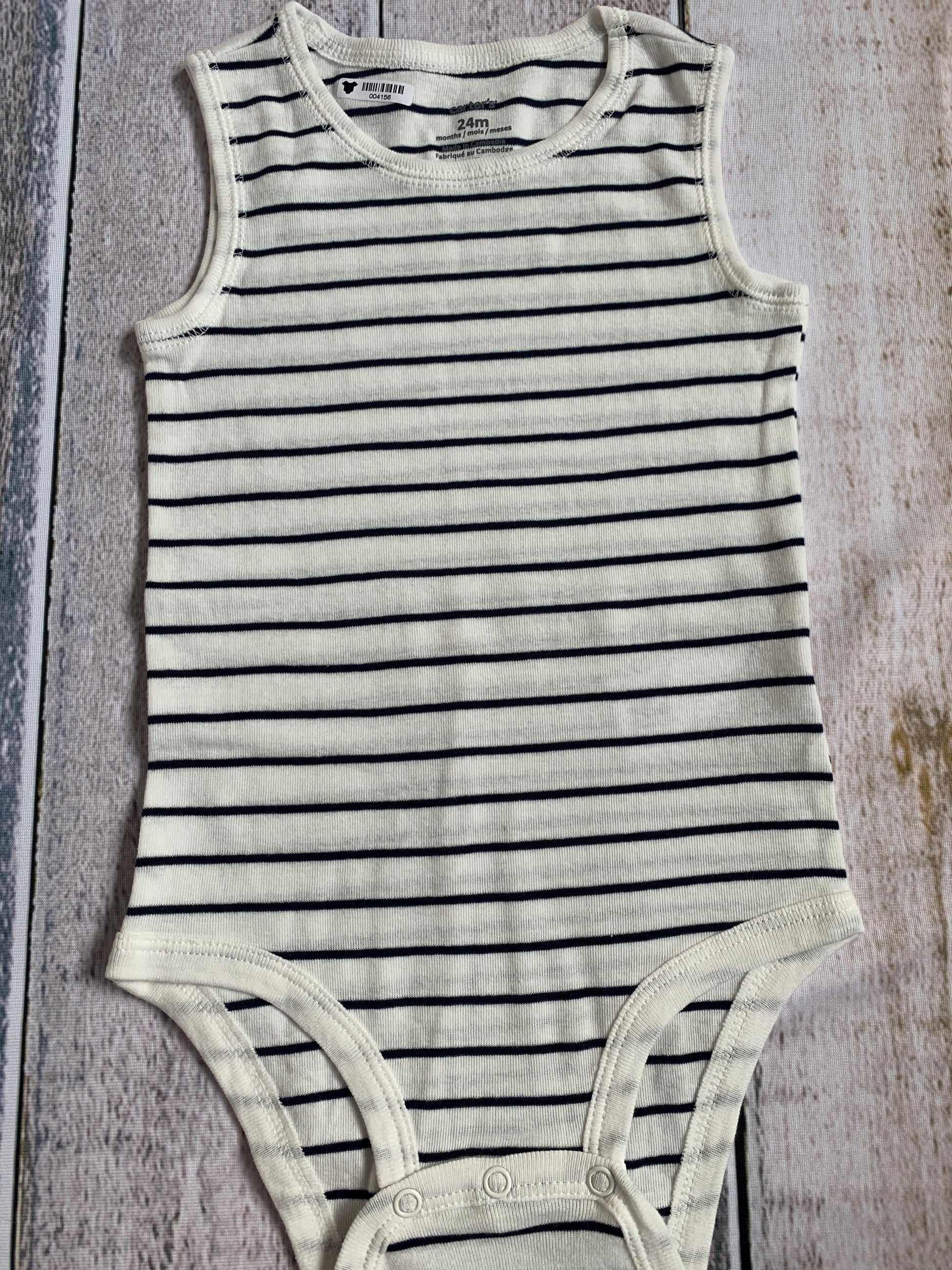 Carters Boys Navy Blue | White | Stripe Onesie Size: 24 months Navy Blue | White | Stripe