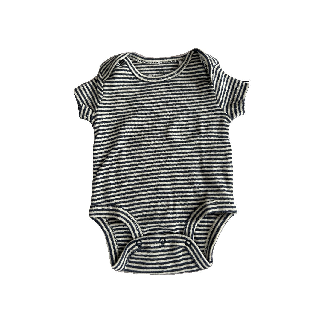 Oliver & Rain Boys Navy Blue | White | Stripe Onesie Size: 3 months Navy Blue | White | Stripe