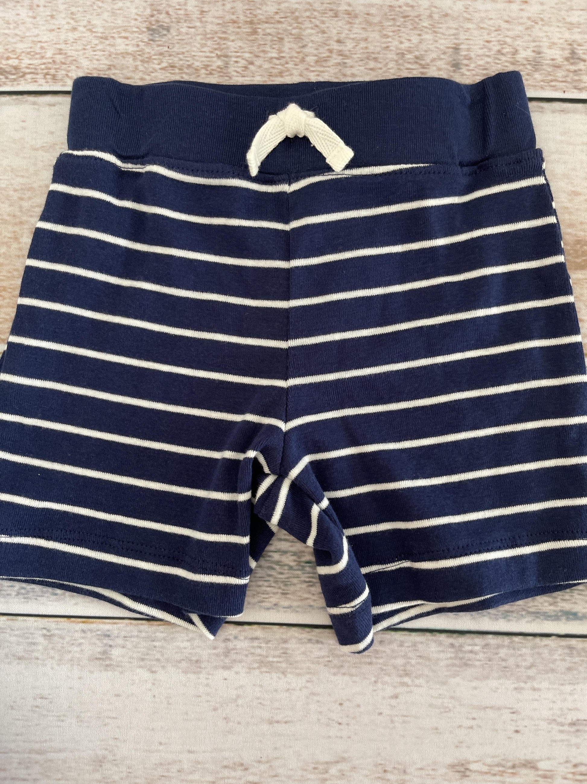 Carters Unisex Navy Blue | White | Stripe Shorts Size: 12 months Navy Blue | White | Stripe