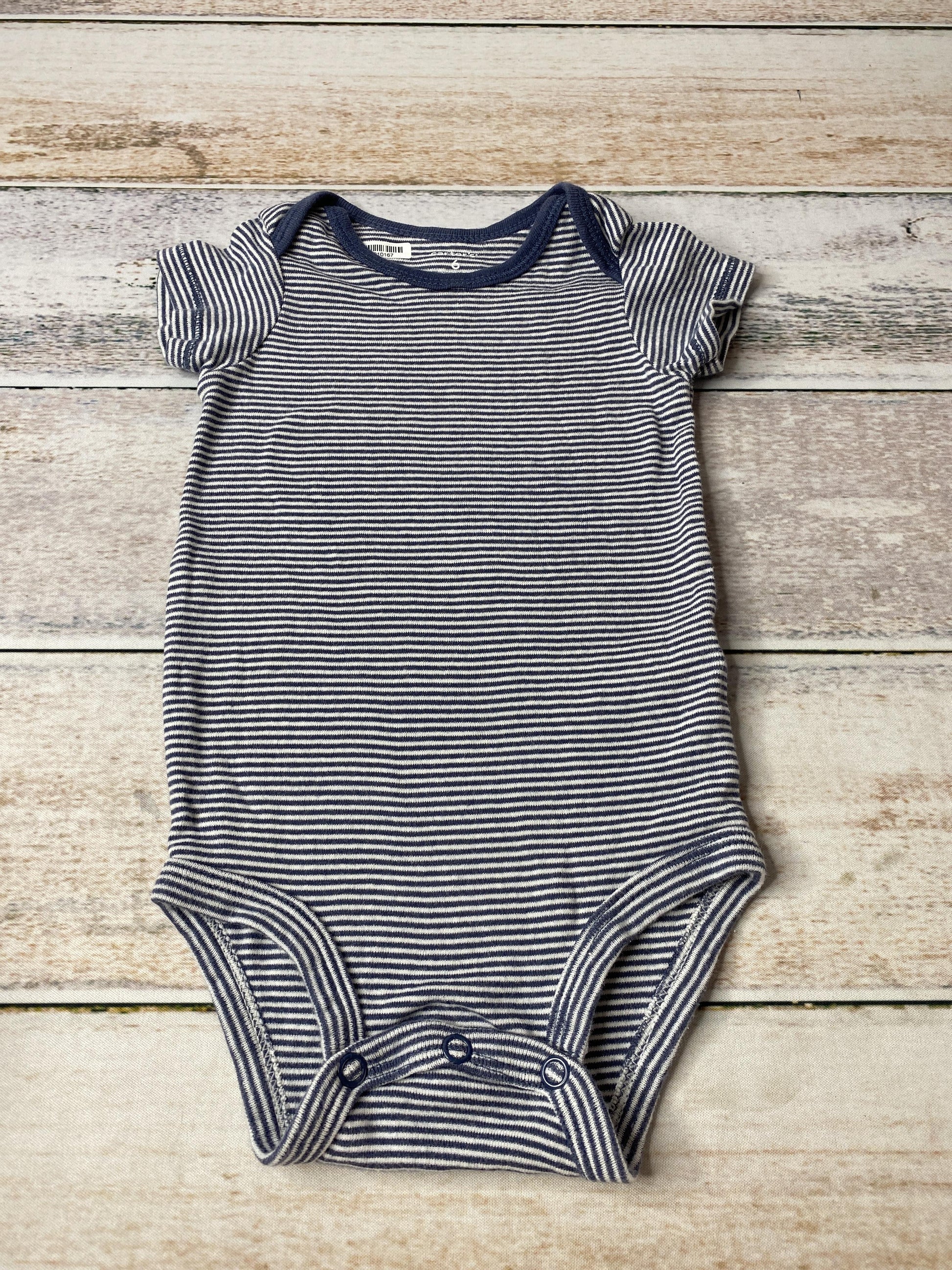 Carters Boys Navy Blue | White | Stripe Onesie Size: 6 months Navy Blue | White | Stripe
