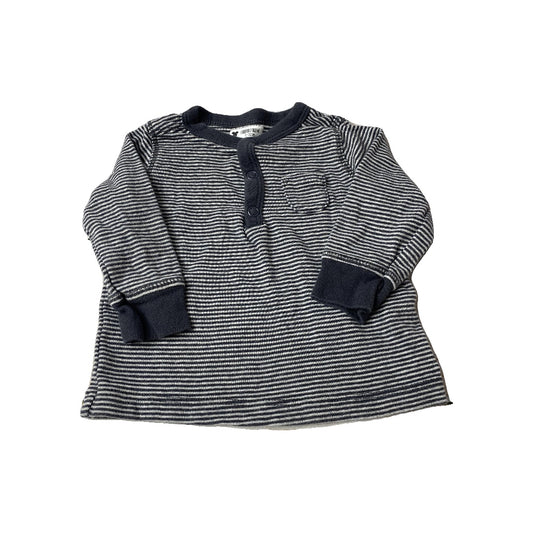 Carters Boys Navy Blue | White | Stripe Long Sleeve Shirt Size: 3 months Navy Blue | White | Stripe