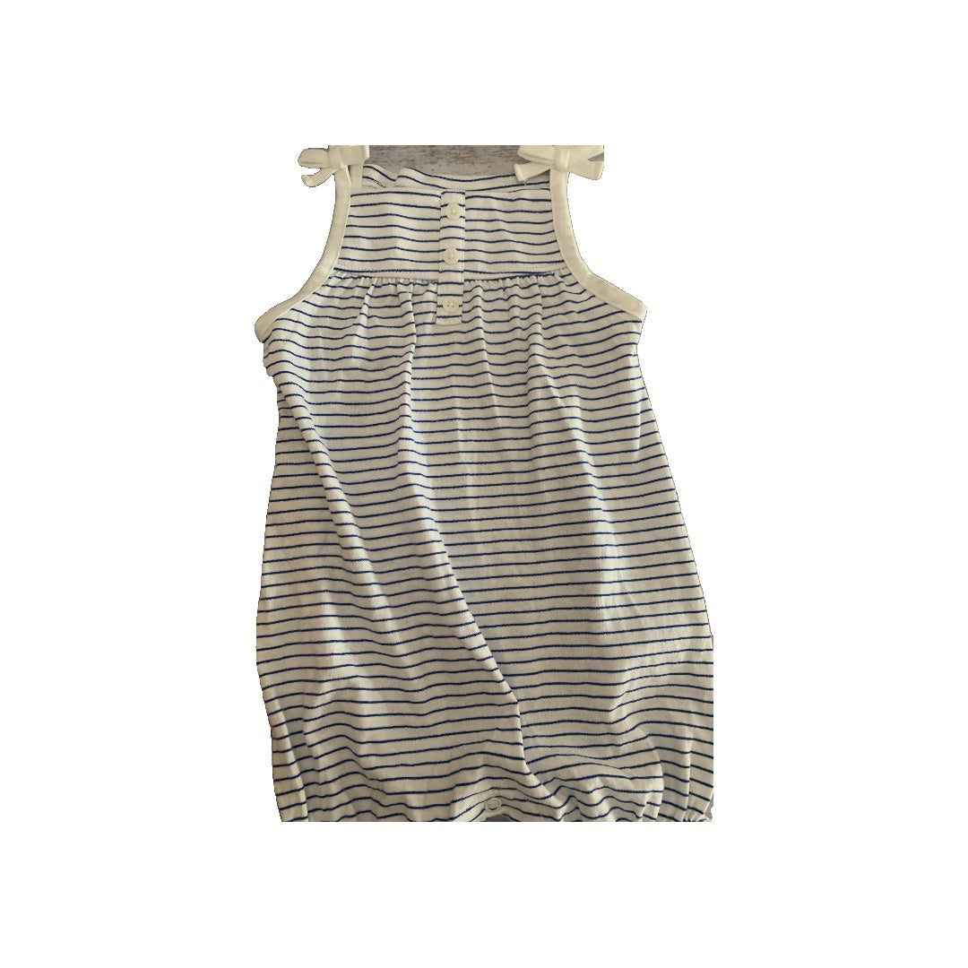 Girls Navy Blue | White | Stripe Romper Size: 12M Navy Blue | White | Stripe