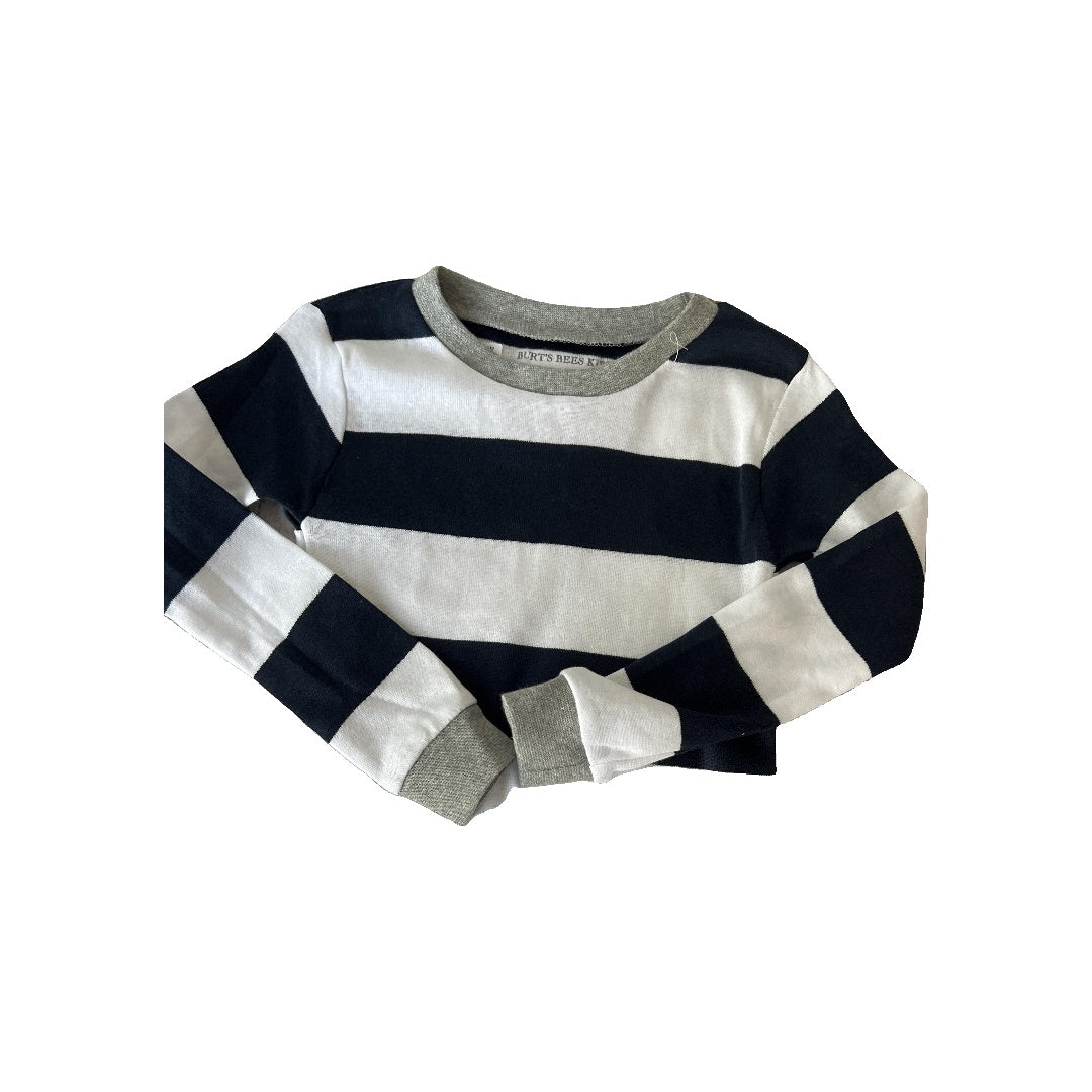 Burt's Bees Unisex Navy Blue | White | Stripe Pajamas Size: 3T Navy Blue | White | Stripe
