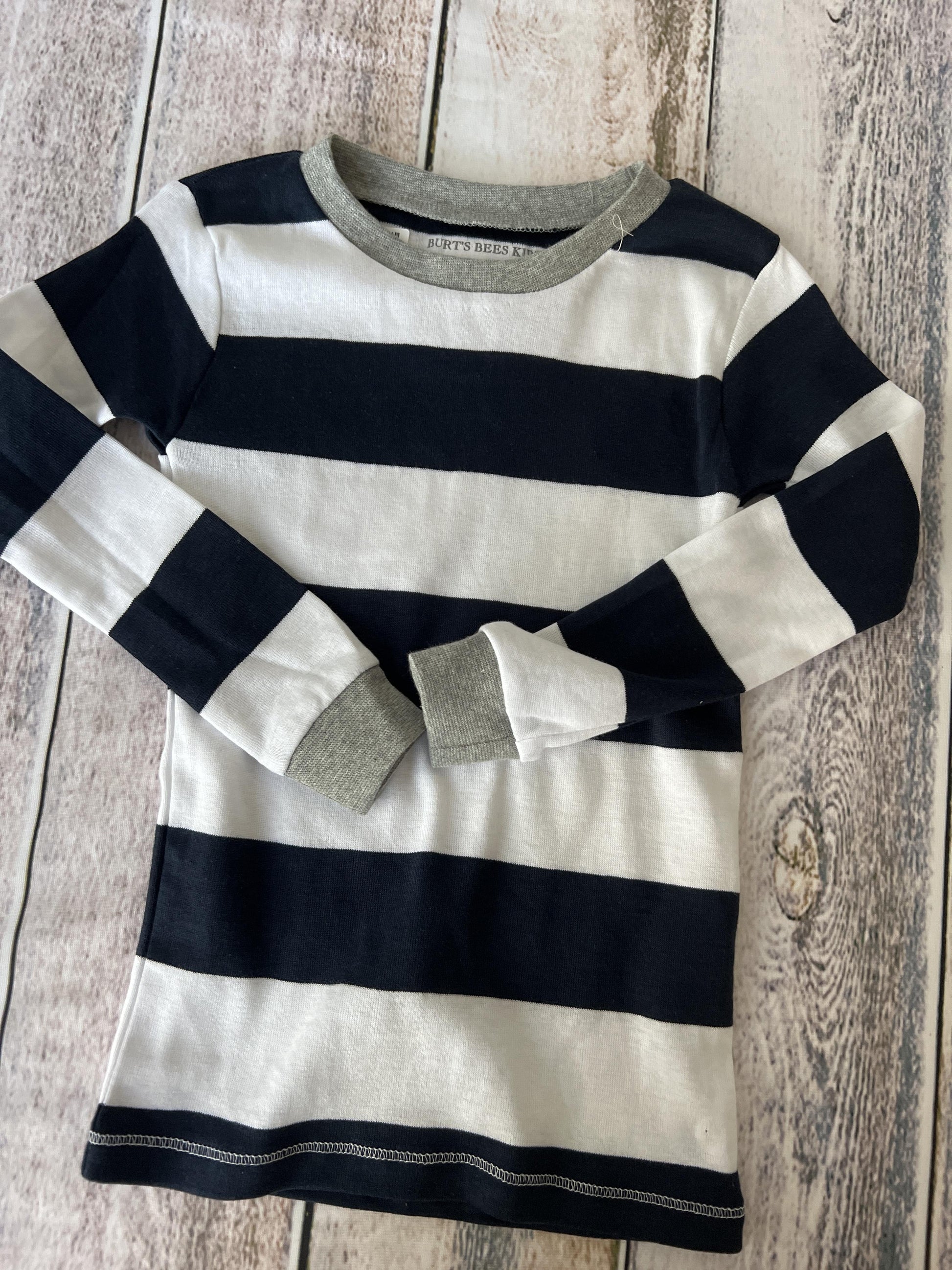 Burt's Bees Unisex Navy Blue | White | Stripe Pajamas Size: 3T Navy Blue | White | Stripe