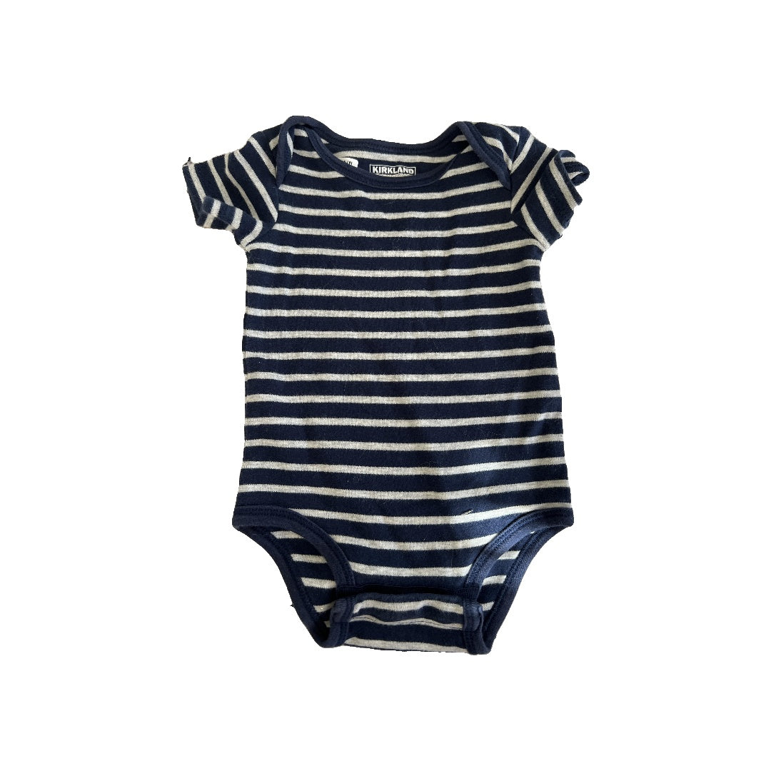 Kirkland Boys Navy Blue | White | Stripe Onesie Size: 3-6 months Navy Blue | White | Stripe