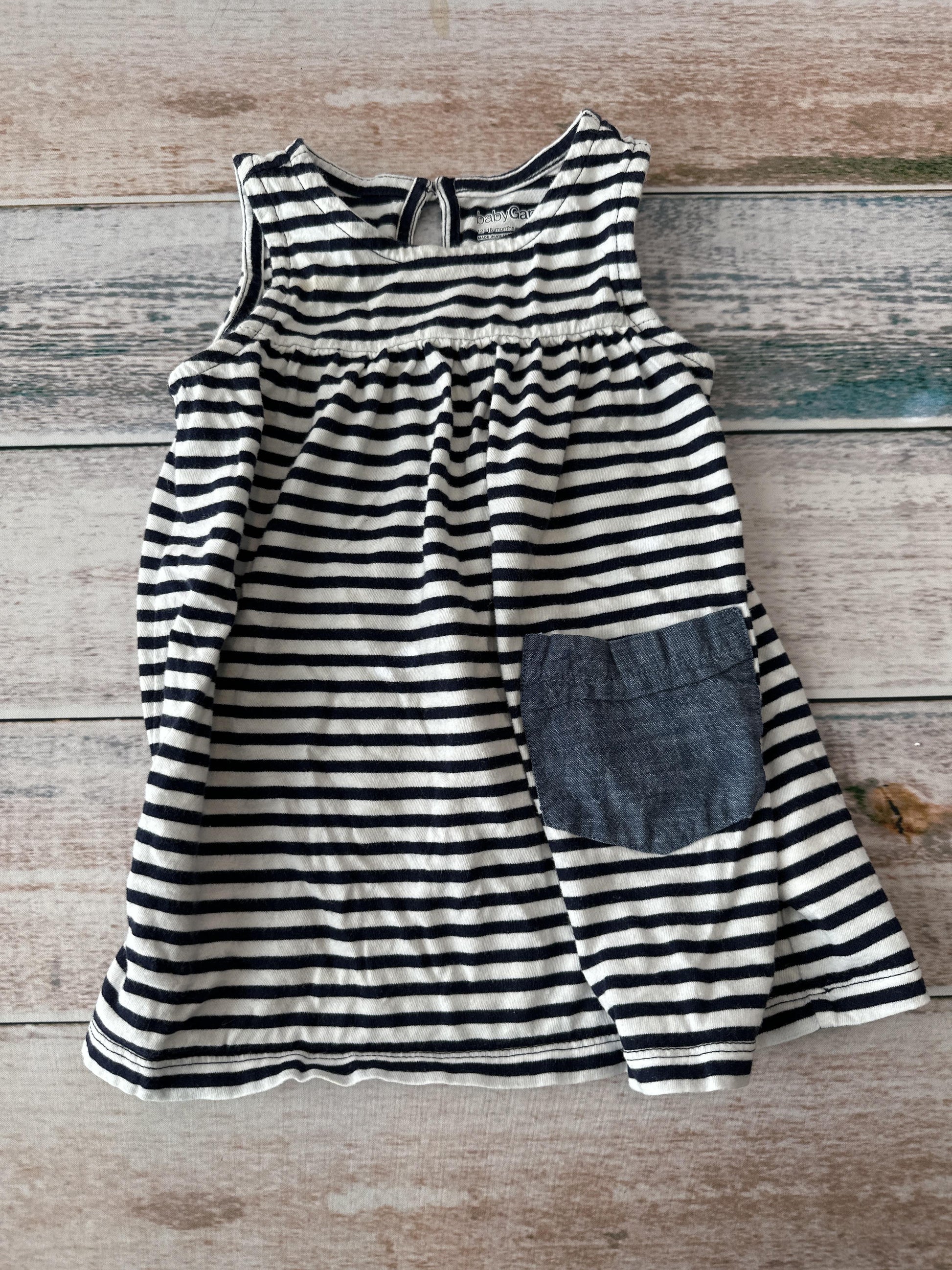 Gap Girls Navy Blue | White | Stripe Dress Size: 12-18 months Navy Blue | White | Stripe