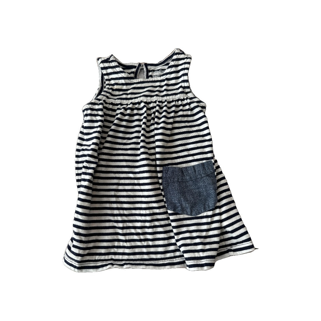 Gap Girls Navy Blue | White | Stripe Dress Size: 12-18 months Navy Blue | White | Stripe