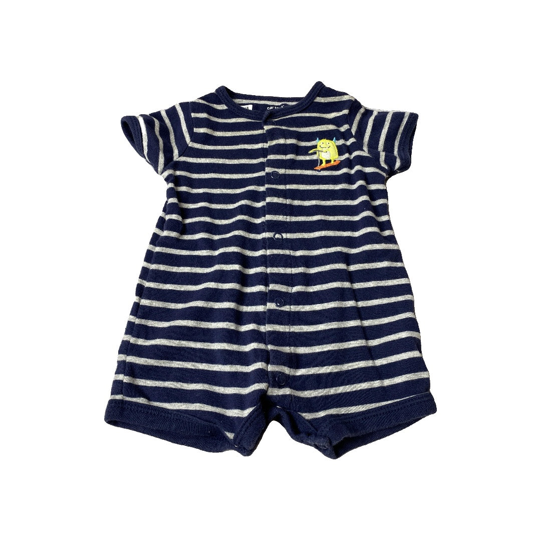 Carters Boys Navy Blue | White | Stripe Romper Size: 3 months Navy Blue | White | Stripe