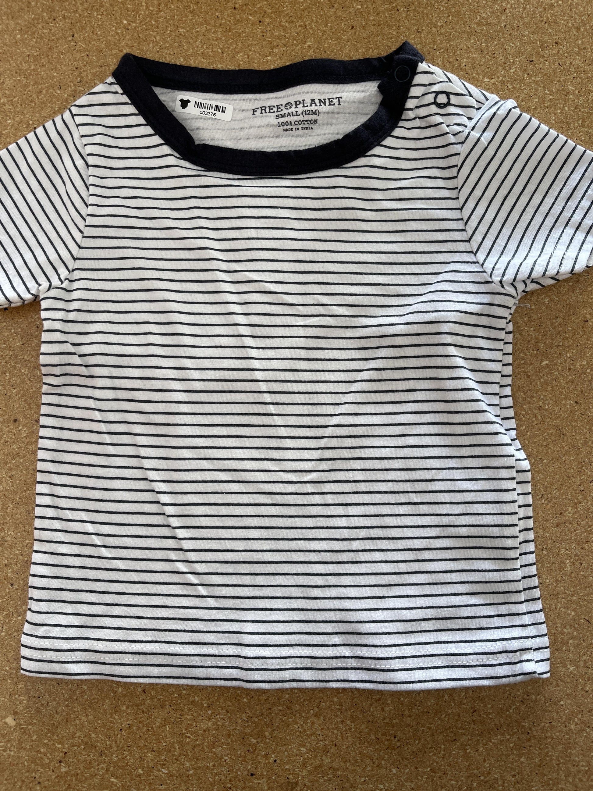 Free Planet Boys Navy Blue | White | Stripe T-Shirt Size: 12 months Navy Blue | White | Stripe