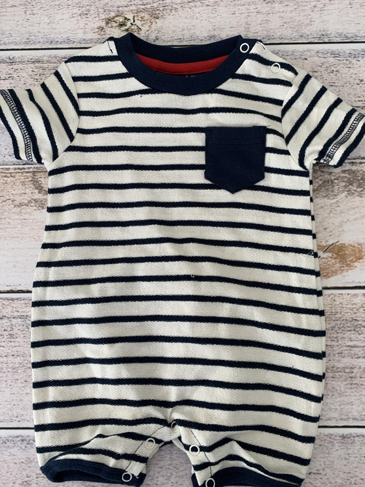 Bear Camp Boys Navy Blue | White | Stripe Romper Size: 6 months Navy Blue | White | Stripe