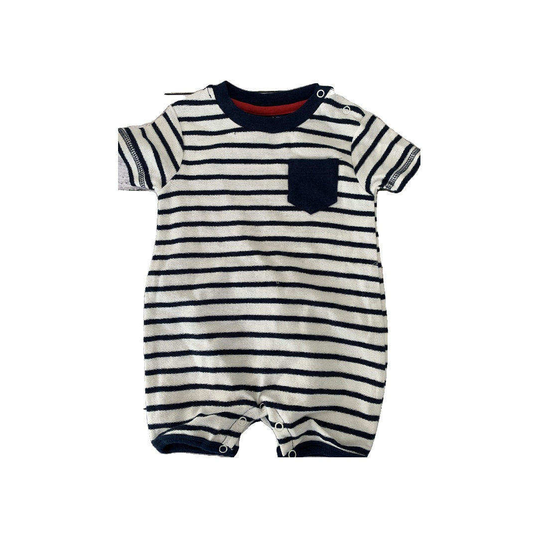 Bear Camp Boys Navy Blue | White | Stripe Romper Size: 6 months Navy Blue | White | Stripe
