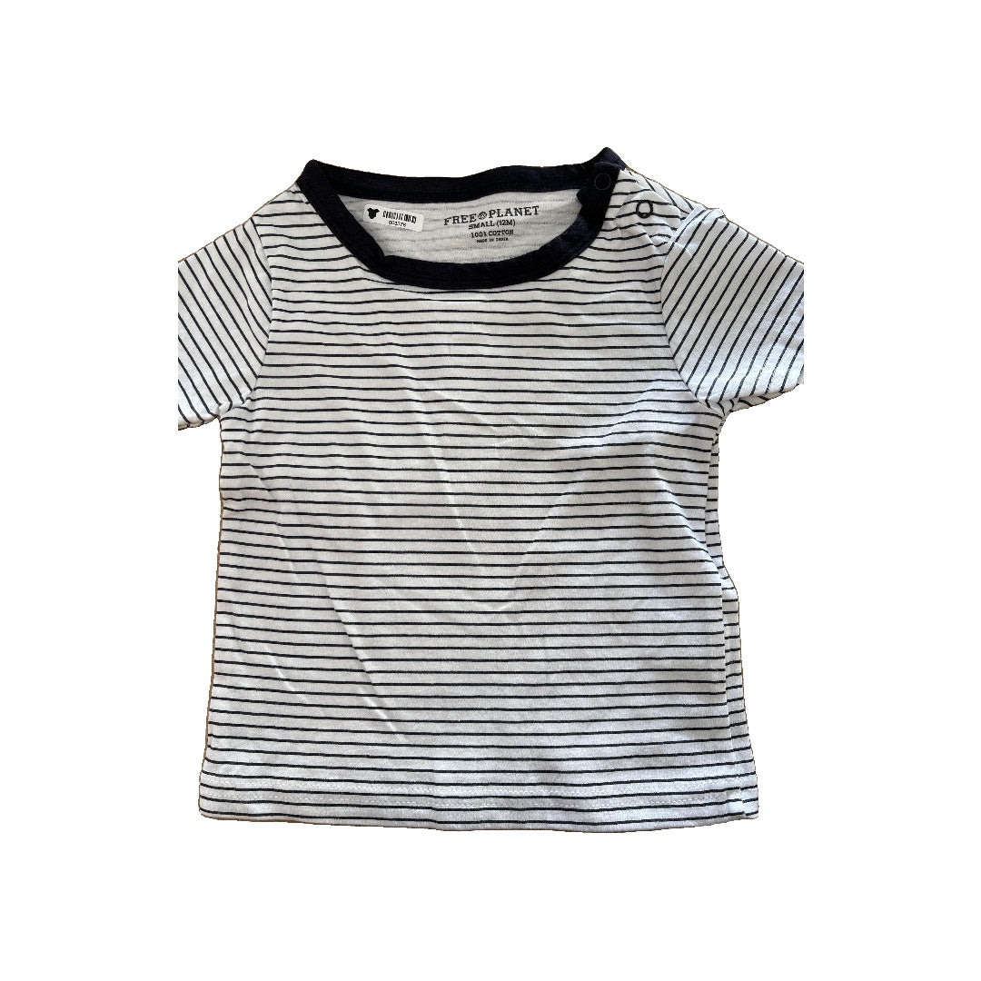 Free Planet Boys Navy Blue | White | Stripe T-Shirt Size: 12 months Navy Blue | White | Stripe